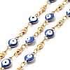 Enamel Flat Round with Evil Eye Link Chains CHS-G021-01G-03-1