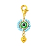 10Pcs Flat Round Evil Eye Resin with Glass Seed Pendant Decorations HJEW-MZ00095-3