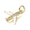 Brass Micro Pave Clear Cubic Zirconia Charms CU-CBAEEA8-36A-G-2