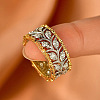 Brass Micro Pave Clear Cubic Zirconia Finger Rings FS-WG88BF1-04-3