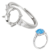 Adjustable 925 Sterling Silver Micro Pave Cubic Zirconia Oval Ring Component STER-BC0003-57P-1