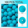 100Pcs Silicone Beads Round Rubber Bead 15MM Loose Spacer Beads for DIY Supplies Jewelry Keychain Making JX440A-2