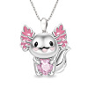Alloy Pink Enamel Animal Axolotl Pendant Necklaces for Women FS-WGED7AD-02-1