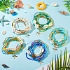 2 Bags Summer Beach Glass Seed Beaded & Natural Shell & Alloy Starfish Charm Anklet Sets AJEW-TA0003-69E-8