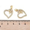 Valentine's Day Heart with Bowknot Charms Rack Plating Brass Micro Pave Clear Cubic Zirconia Pendants KK-G482-15G-3