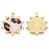 Rack Plating Printed Alloy Pendants LS-ENAM-Q445-010C-NR-2