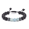 7Pcs 7 Style Natural Mixed Stone & Lava Rock & Synthetic Hematite Round Braided Bead Bracelets Set BJEW-JB08387-4