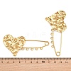 Texture Heart 304 Stainless Steel Safety Pins Brooch Findings SA-CBA098D-15A-G05-3
