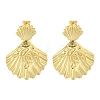 Rack Plating Shell Shape Brass Stud Earrings for Women EJEW-L097-29G-1