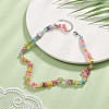 Synthetic Crackle Quartz Dyed Chips Chips Beaded Necklaces NJEW-JN04275-04-3