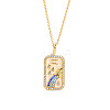 Brass Micro Pave Cubic Zirconia Rectangle with Constellation Pendant Necklaces PW-WG95654-11-1