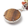 Flat Round with Tree of Life Natural & Synthetic Mixed Stone Chips & Brass Pendant Keychain KEYC-JKC00358-5
