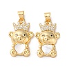 Brass Micro Pave Clear Cubic Zirconia Pendants KK-B083-40B-G-1