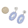Cross Oval Glass Seed Bead Woven Stud Earrings EJEW-MZ00595-03-4