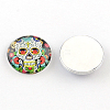 Half Round/Dome Sugar Skull Pattern Glass Flatback Cabochons for DIY Projects GGLA-Q037-10mm-12-2