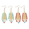 2 Pairs Glass Seed Feather Dangle Earrings EJEW-MZ00569-2