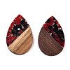 Transparent Resin & Walnut Wood Big Pendants RESI-T058-05F-2