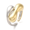 Brass Irregular Geometric Bypass Open Cuff Rings for Women RJEW-B062-09GP-1