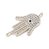 Rack Plating Brass Micro Pave Clear Cubic Zirconia Religion Hamsa Hand Connector Charms KK-Z070-11P-2