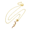 Brass Micro Pave Camellia Cubic Zirconia Flower Snake Pendant Necklaces LS-NJEW-S438-02D-G-4