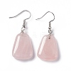 Natural Rose Quartz Trapezoid Dangle Earrings EJEW-D188-02P-01-4