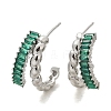 Twist Brass Micro Pave Cubic Zirconia Stud Earrings EJEW-M082-16P-01-2