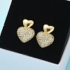 Brass Micro Pave Clear Cubic Zirconia Stud Earrings for Women EJEW-U034-01G-01-1