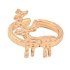 Christmas Deer Alloy Open Cuff Rings for Women RJEW-C106-01A-KCG-2