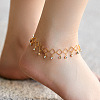 Brass Link Chain Anklets with Crystal Rhinestone Tassel for Women FS-WGD4BB9-02-3