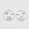 Brass Micro Pave Clear Cubic Zirconia Pendants ZIRC-T011-28P-NF-2