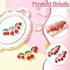 2Pcs Brass Red and Green Enamel Cherry Connector Charms KK-CJ0003-50-3