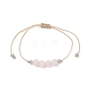 3Pcs 3 Style Natural Rose Quartz Braided Bead Bracelets Set BJEW-JB09334-01-3