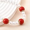 Brass ABS Imitation Pearl Beaded Bracelets for Women BJEW-D317-02G-2