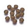 Tibetan Style Alloy Flat Round Carved Vortex Beads TIBEB-5437-AB-FF-1