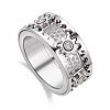 Gear Brass Micro Pave Clear Cubic Zirconia Rotatable Finger Rings FS-WGBD3BF-20-1