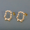 Simple Rectangle Brass Stud Earrings TV5260-1