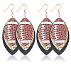 4Pair Rugby Leather with 304 Stainless Steel Dangle Earring EJEW-CL00002-1