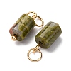 Natural Unakite Column Charms with 304 Stainless Steel Jump Rings G-Q032-01B-2