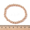 Brass Round Beaded Stretch Bracelets for Men Women BJEW-B148-05D-RG-5
