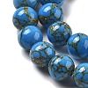 Synthetic Gold Line Turquoise Beads Strands G-A255-A03-01A-3