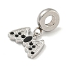 304 Stainless Steel Black Enamel European Dangle Charms STAS-U005-35P-2