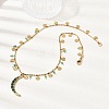 304 Stainless Steel Pave Green Cubic Zirconia Moon Pendant Necklaces for Women NJEW-F362-03G-1