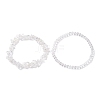 Chip & Round Natural Quartz Crystal Beaded Stretch Bracelets BJEW-JB10189-01-3