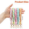 Globleland 5Pcs 5 Colors Handmade Macrame Cotton Wristlet Bracelet Keychain Pendant Decoration HJEW-GL0001-15-2