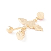 Heart with Wing Rhinestone Charm Belly Ring AJEW-F057-17G-2