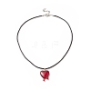 Resin Melting Heart Peandant Necklace with Waxed Cord for Women NJEW-TA00068-1