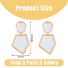 FIBLOOM 3 Pairs 3 Colors Rhinestone Polygon Dangle Stud Earrings EJEW-FI0002-81-2