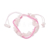 Handmade Glass Seed & Natural Rose Quartz Chip Beads Braided Bead Bracelets BJEW-MZ00250-03-2