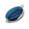 Natural Agate(Dyed & Heated) Oval Links Connector Charms G-P614-06P-02-2