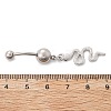 Alloy Rhinestone Snake Curved Barbell Belly Rings AJEW-R007-03P-05-5